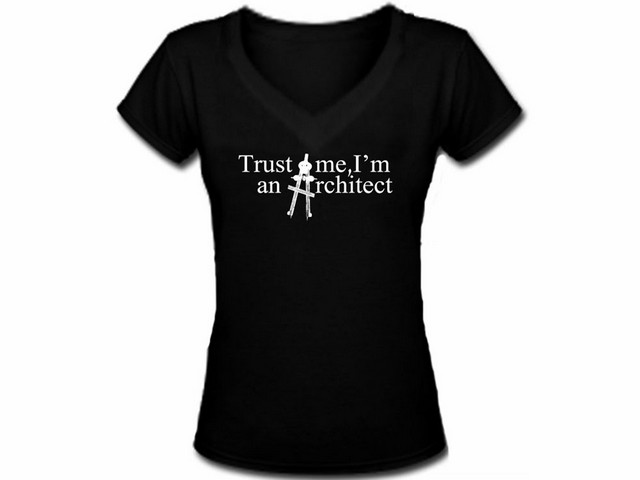 Trust me-I\'m an architect professions women v neck black shirt